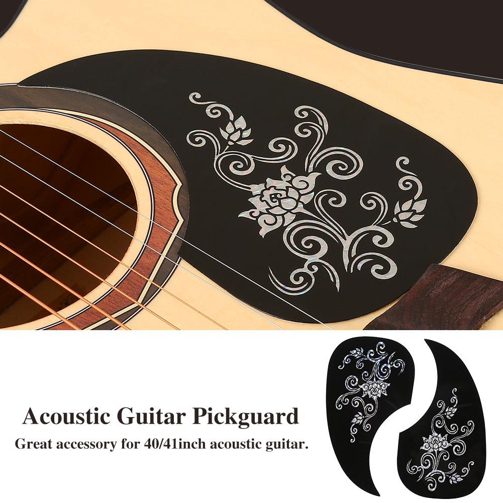 2Pcs Comma Shape Pickguard Pick Guard Sticker for Acoustic Guitar (Silver Vine)
