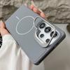 Desert Titanium Gold Lens Frame Holder Magnetic Silicone Case for Samsung Galaxy S25 S24 Ultra Magsafe Charging Soft Back Cover