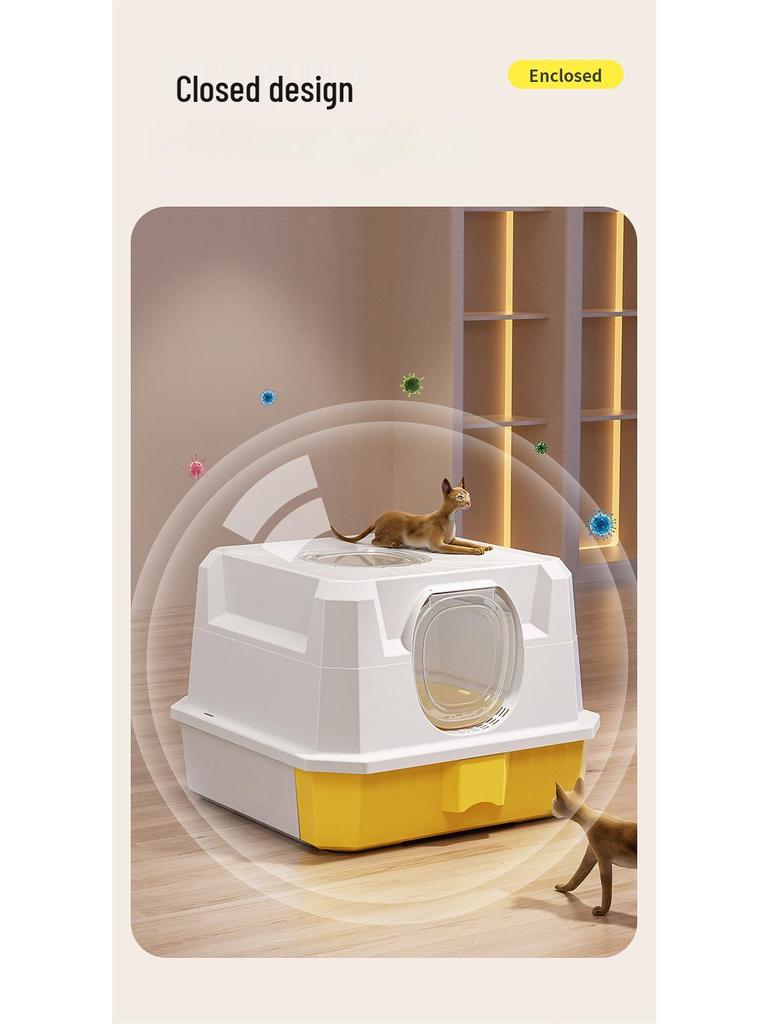 Large Enclosed Cat Litter Box with Detachable Drawer, Easy to Clean & Durable