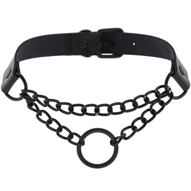 Colier Vintage Sexy Harajuku cu Pandantiv Lanț din Piele PU Femei Bărbați Punk Gotic Choker Negru Declarație Jocuri pentru Adulți Jucării pentru Adulți