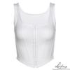 2023 New Women's Open Umbilical Tank Top Sleeveless Square Neck Irregular Single Breasted Tank Top
