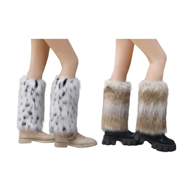 Vintage Thickened Furry Leg Warmers for Women Long Fuzzy Boot Cuffs Leg Cover for Winter Outfits and Costume Parties
