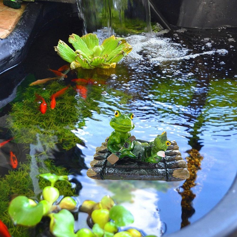 Resin Garden Ornaments Frog Statue Water Floating with Frog Ornament Lovely Frog Figurine Statues for Outdoor Pond Poolside