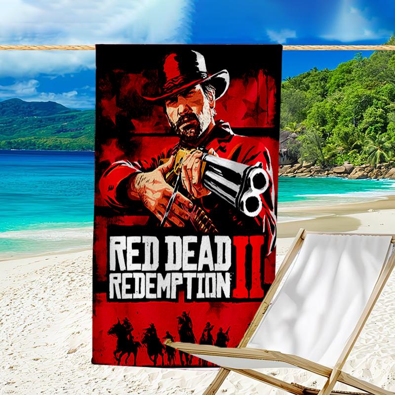 proof beach towel with a Red Dead Redemption1 pattern - soft,absorbent,quick-drying,machine washable - perfect for swimming,camping,bathing