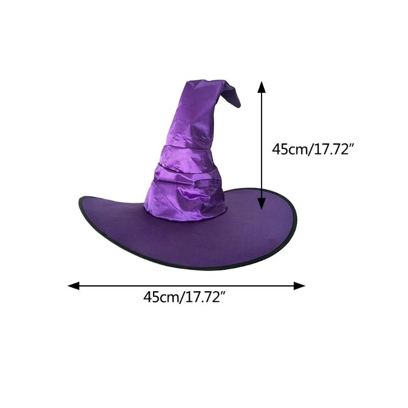 Delicate Witch Wizard Hat Pointed Hat Pleated Halloween Hat Cosplay Props Party Costume Headgear for Christmas Halloween