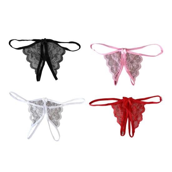Dámské Kalhotky Krajka Otevřený rozkrok Průhledný Mašlička Dekor Jednobarevná Tanga G-string Dáma Nízký pas Tenké Intimní Dámské Spodní prádlo