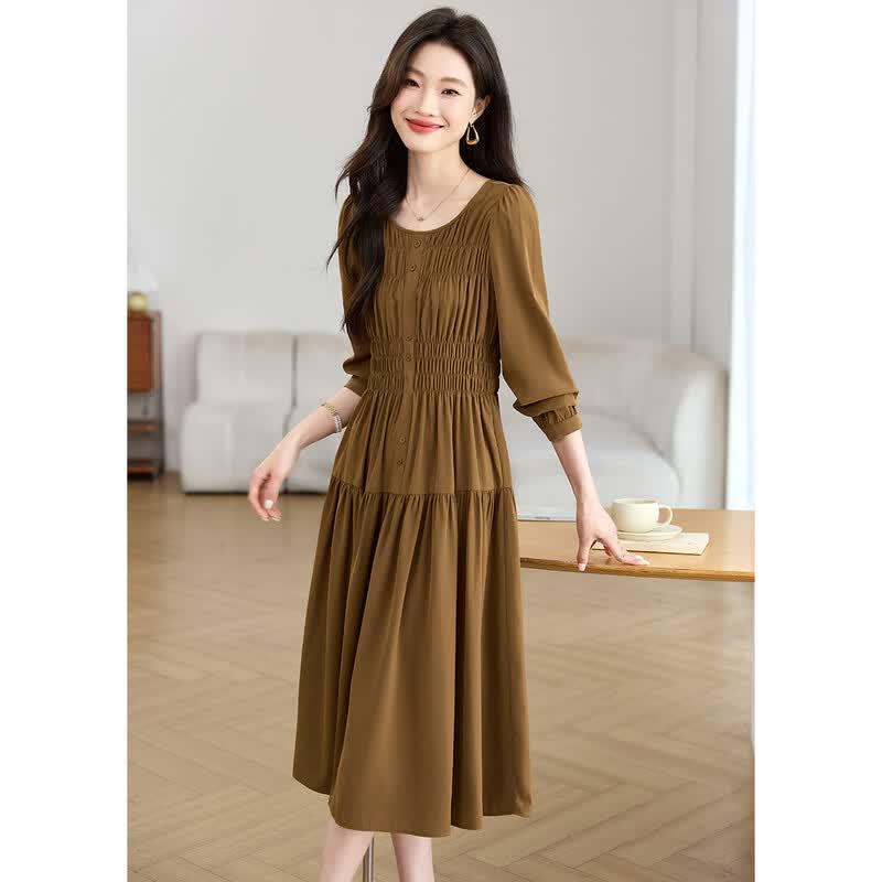 Sanpowa Women s Pleated A-Line Chiffon Dress M