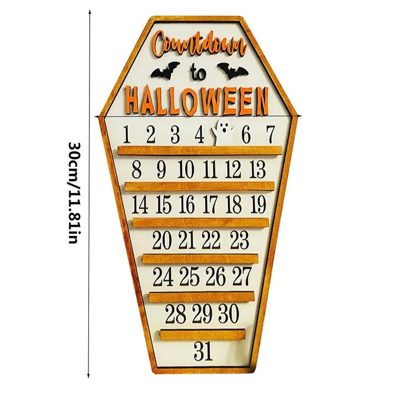 A03F-31 Days Happy Halloween Coffin Calendar Countdown Calendar + Cutting Three Decoration C