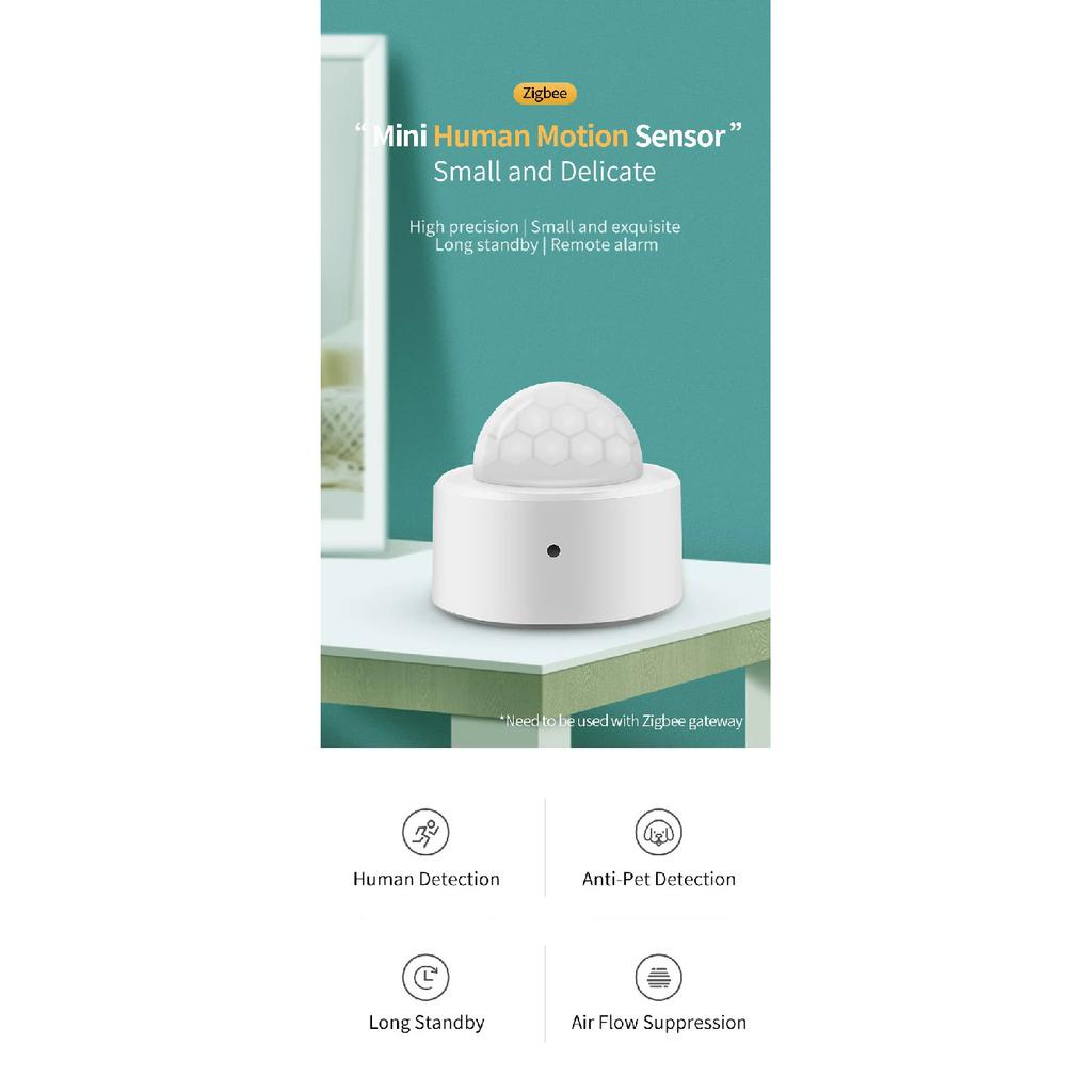 Tuya 2 in 1 Zigbee Mini PIR Motion Detector + Bright Lux Light Passive Infrared Security Burglar Alarm Sensor App Remote Control