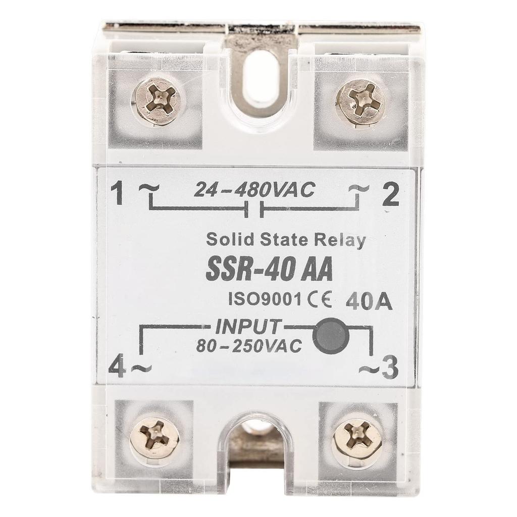 SSR-40AA 40A Solid State Relais Module AC-AC Ingang 90-250V AC Uitgang 24-480V Enkelfasig