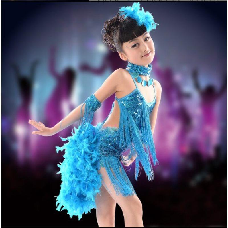 Kinder Latein Tanzkleid Mädchen Kleidung Tanzbekleidung Fransenrock Auftrittskostüm Wettkampf Uniform Tanzrock Kinderkleidung