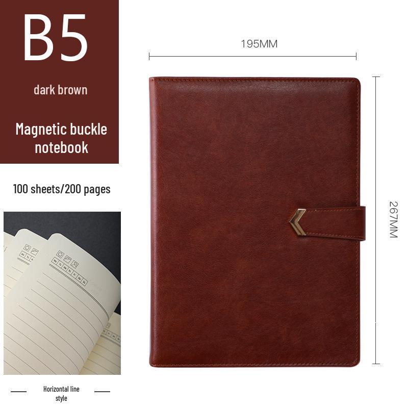 B5 Leather Business Notebook with Detachable Sleeve and Replaceable Core