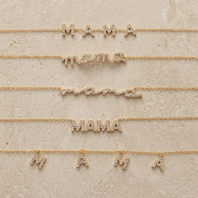 Women MAMA Bracelet Gold PVD Plated Zircon Letter Minimalist Adjustable Jewelry for Everyday Wear
