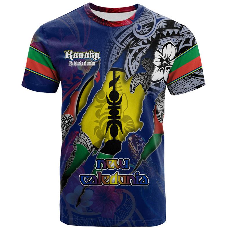 New Caledonia 3D Printed T Shirt Men Summer Crew Neck Short Sleeves Hawaiian Oversized Tees Casual Streetwear Polynesian T-shirt