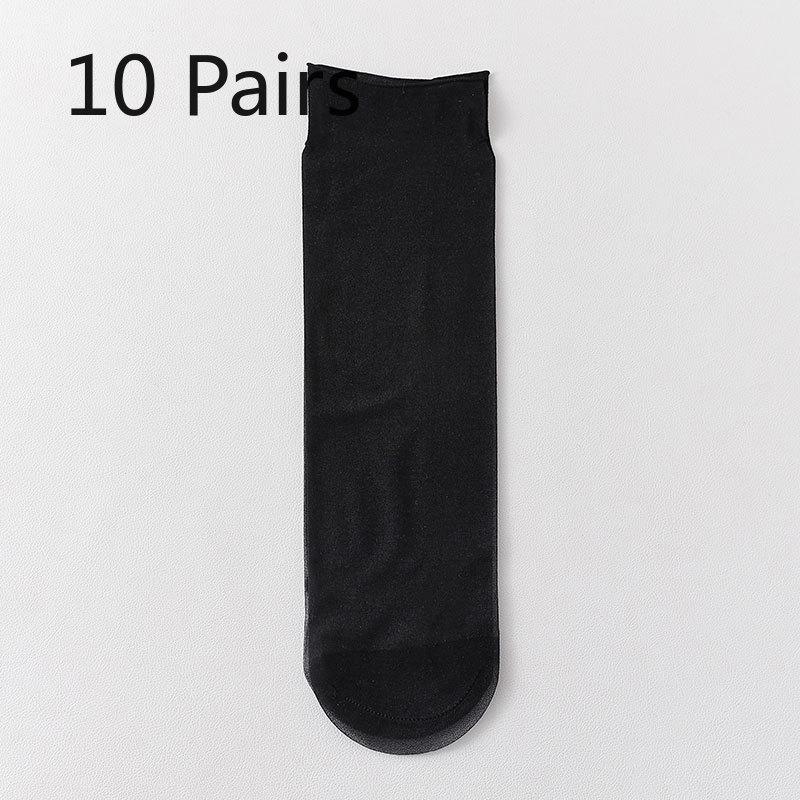 10 Pairs of Women's Summer Thin Anti Hook Silk Breathable Crystal Silk Transparent Tube Stockings