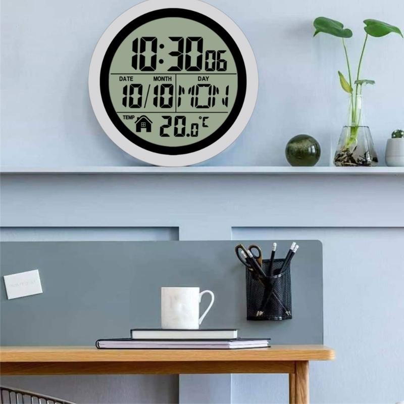 Large Digital Wall Clock with Date Day Temperature Battery Operated Bathroom Clock Shower Clock with Suction Cup Gift