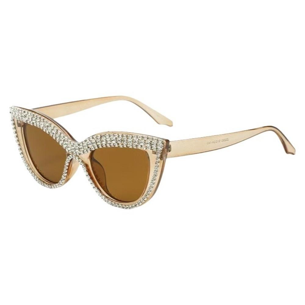 Large Frame Rhinestone Eye Sunglasses Full Frame Rhinestone Studded Sunglasses Outdoor Use Style 2
