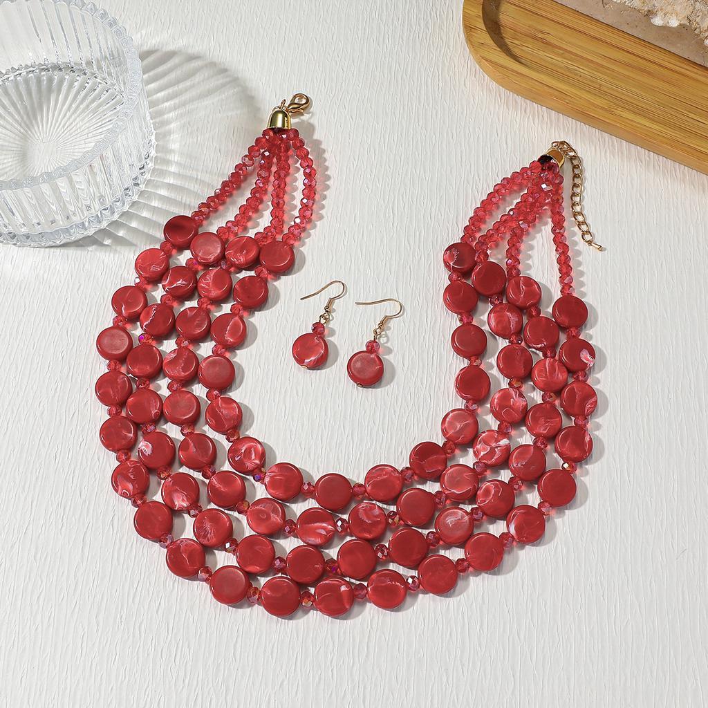 Acrylic Beaded Multi-Layer Necklace for Women Party Jewelry Accessory
