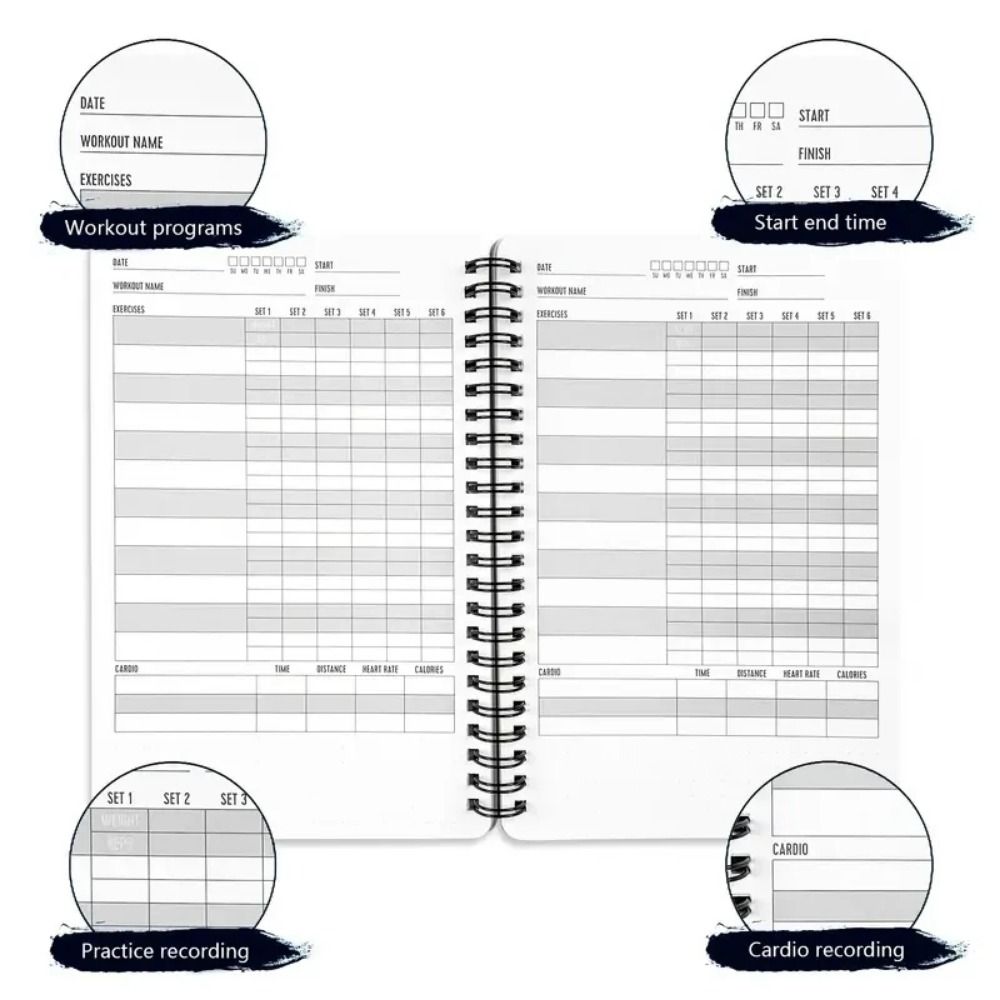 Paper A5 Planner Log Notebook English Interior Fitness Plan Book Fitness Logbook  Office Supplies