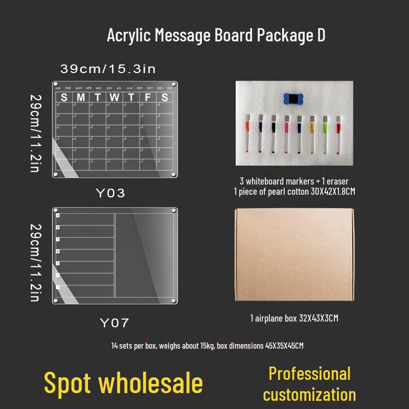 Custom Magnetic Wipeable Acrylic Fridge Calendar Board Sticker.