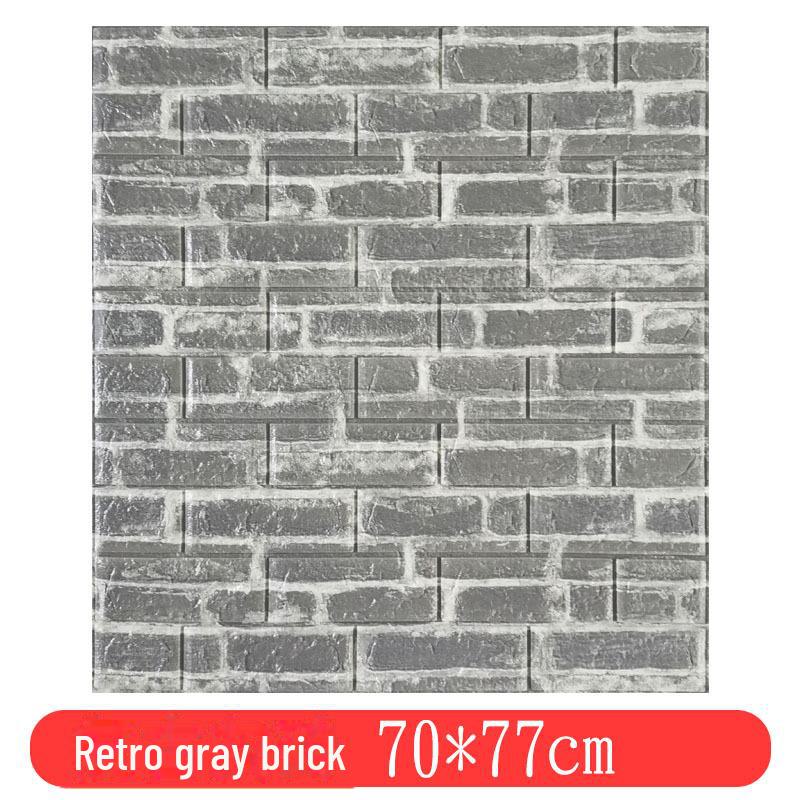 3D Retro Brick Pattern Self-Adhesive Foam Wall Stickers - Waterproof, Moisture-Proof, and Insulating for Hotels and Restaurants