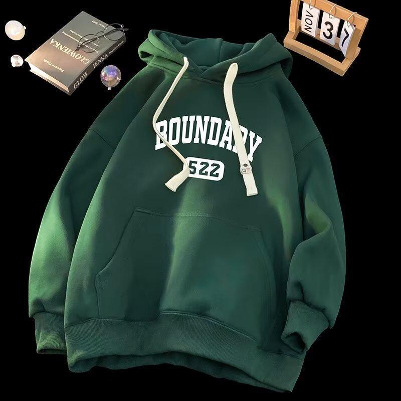 

2024 Мужская толстовка с капюшоном из бархата большого размера — осенний американский и гонконгский стиль 5XL