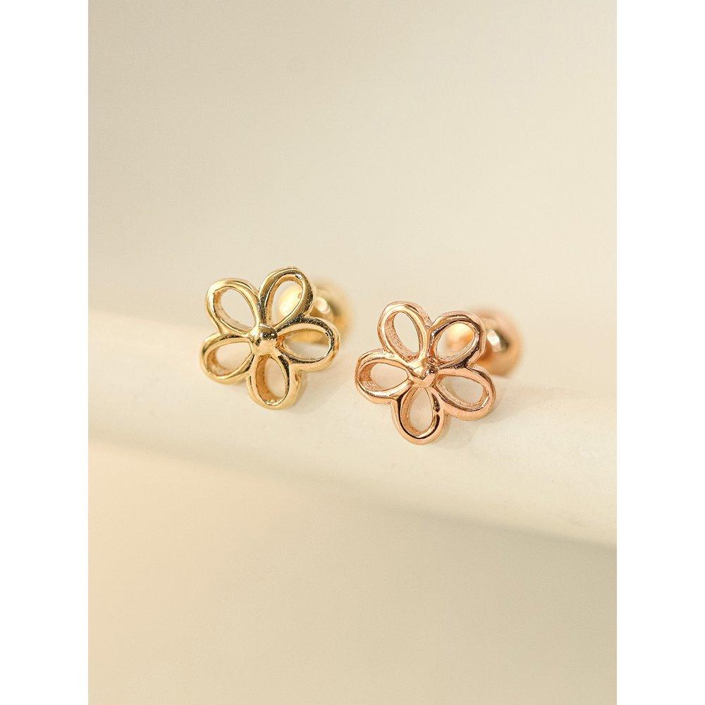 14K Point Five-Petal Piercing Earrings