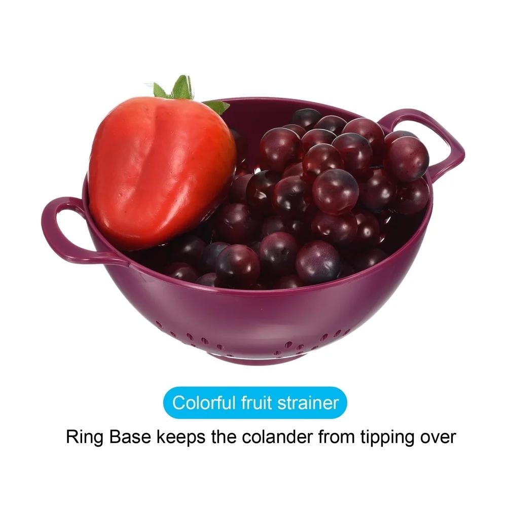 Plastic Food Colander with Double Handles Lightweight Durable Mini Fruit Drainer Basket Washing Vegetables and Pasta 14.8cm