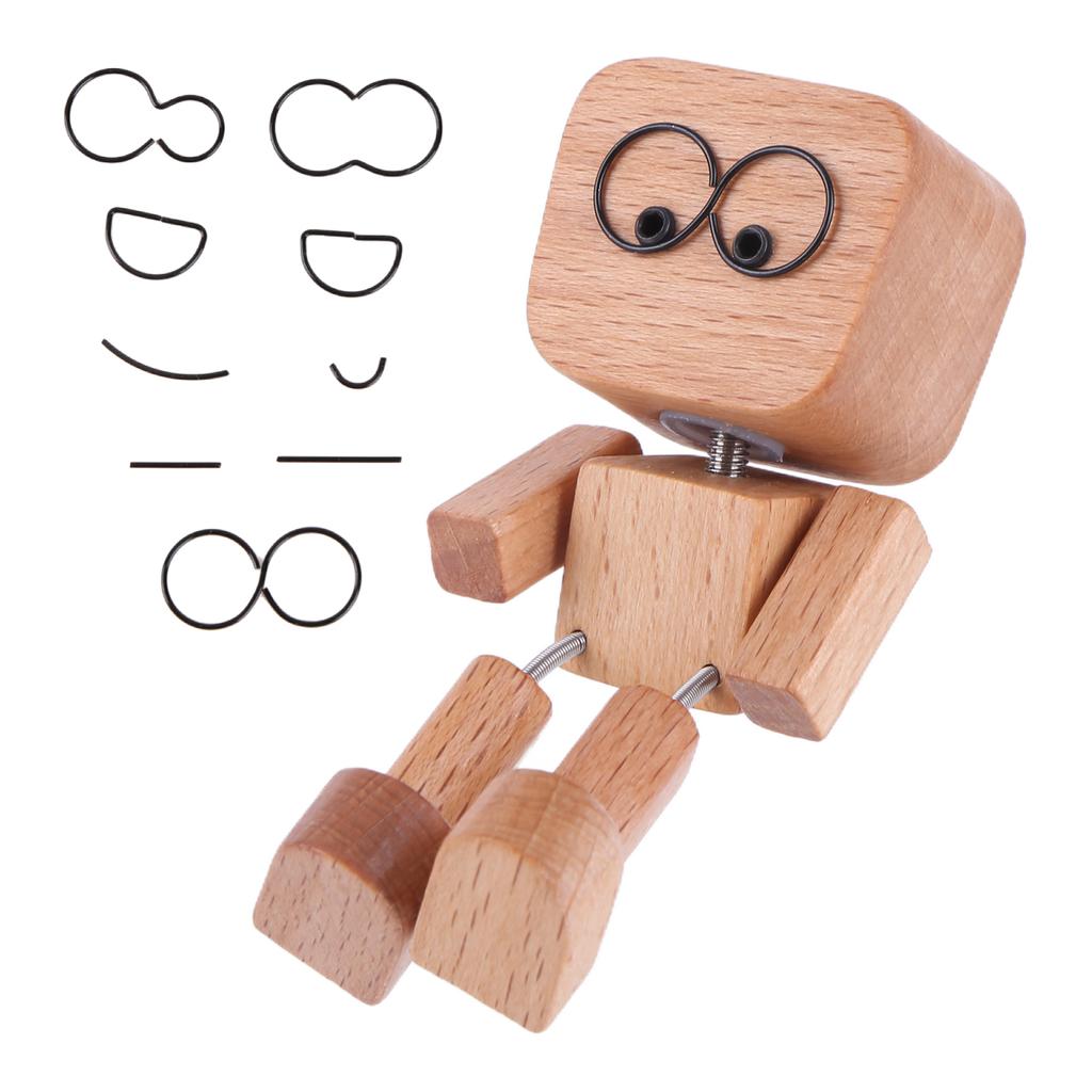 Ristende Tremann Figur Bilpynt Små Ornamenter Ben-svingende Robotfigur Søt Tremann Bil God Kreative Gaver