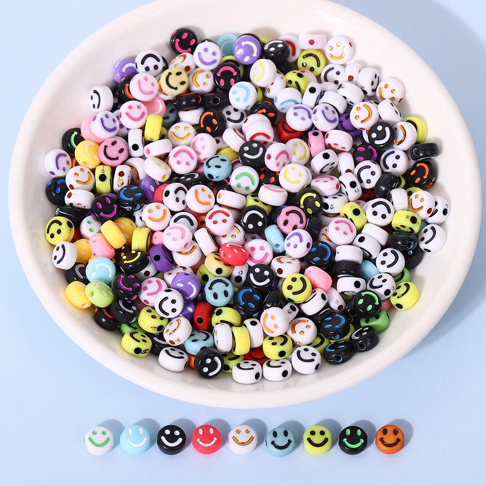 Smiley Face Acrylic Beads for DIY Jewelry - Round, Colored Beads for Children's Bracelets & Necklaces