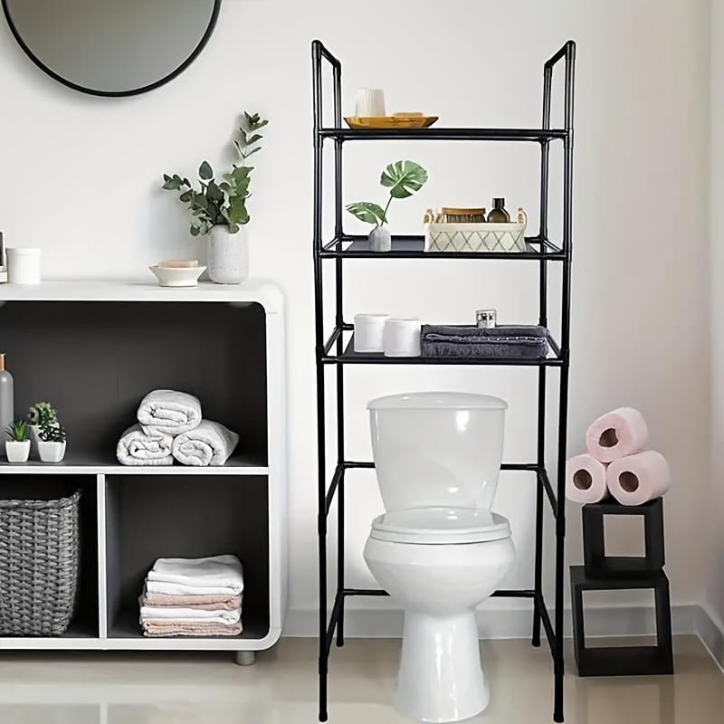 1 Space-Saving Toilet Overhead Storage Rack 3-Layer Independent Frame With Toilet Paper Holder And Hooks, Easy To Assemble No Drilling Required