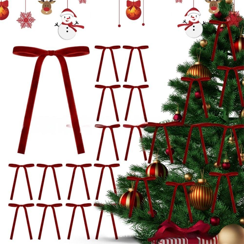 24Pcs Velvet Material Christmas Tree Bows 24pcs Set Cable Tie DIY Handmade Bows Multi-functional Easy to use