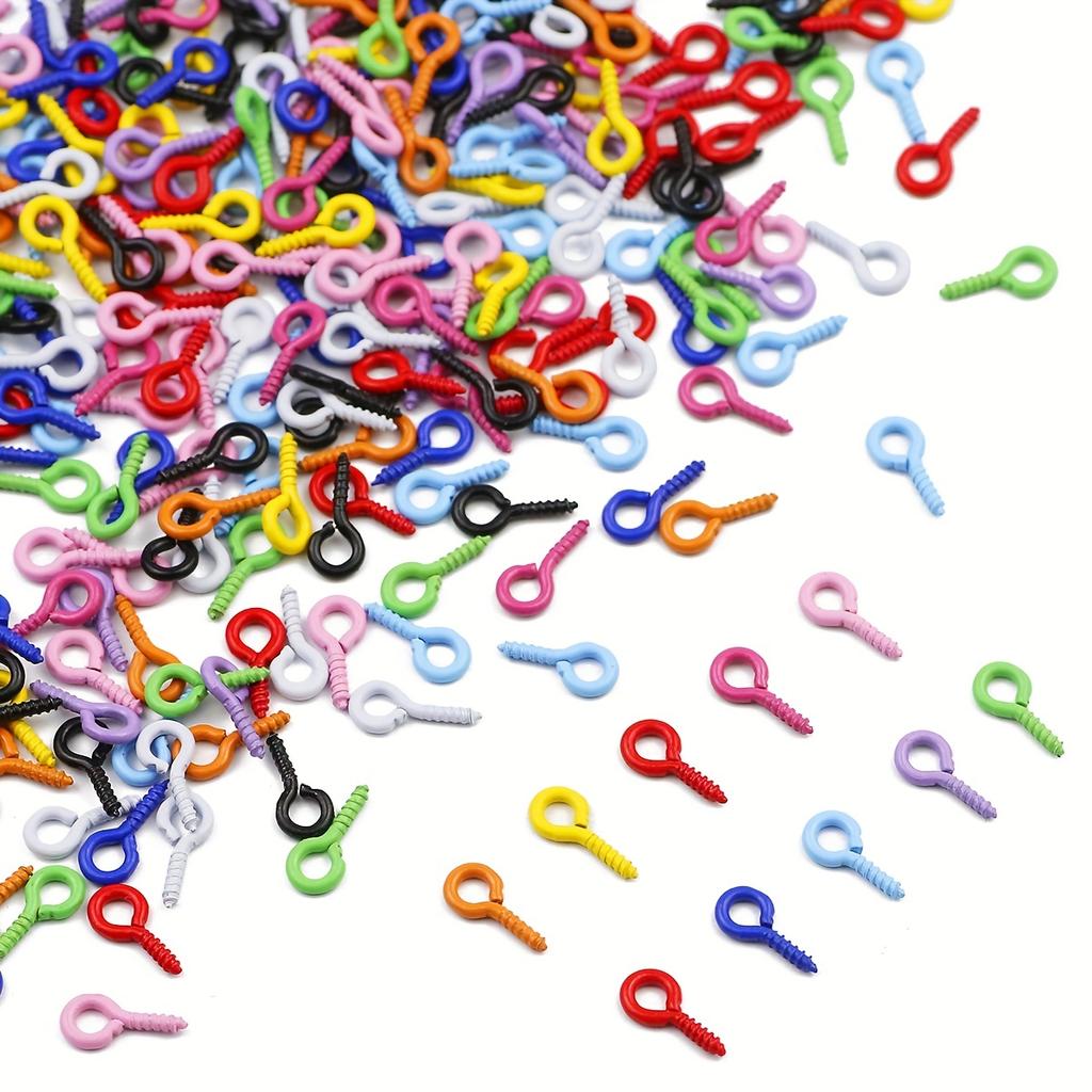 100 ks Barevně lakované kovové očko, hřebík s ovčím okem, hřebík s ovčím rohem, šroubovací hřebík, šroub zinkové slitiny, očka pro ručně vyráběné DIY šperky