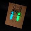 2Pcs Fluorescent Hexagonal Crystal Pendants Necklaces Bullet Natural Stone Necklaces Magnet Matching Necklace Jewelry