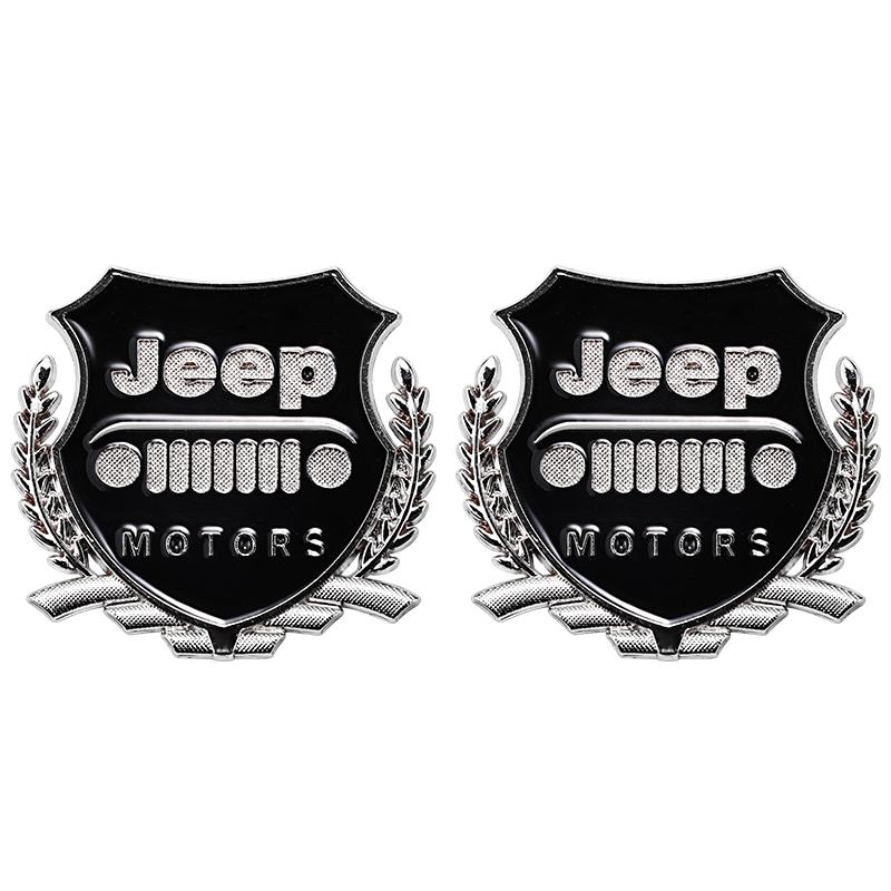 2Pcs Metal Emblem Sticker Car Badge Decoration Decals For Jeep Wrangler Rubicon Renegade Compass Grand Cherokee Patriot Liberty AMU1