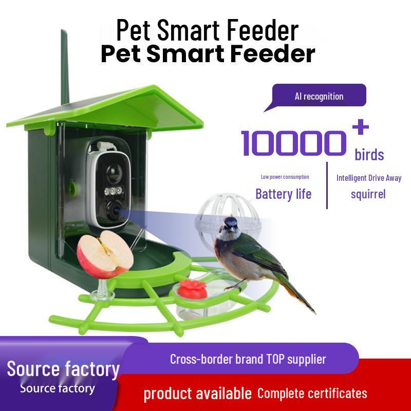 AI Smart Bird Feeder with Camera & Solar Panel