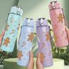 1PC Gingerbread Man Cookie 750ml Color Plastic Sports Water Bottle Leakproof Flip Straw Lid Suitable for Sports Office Home Use