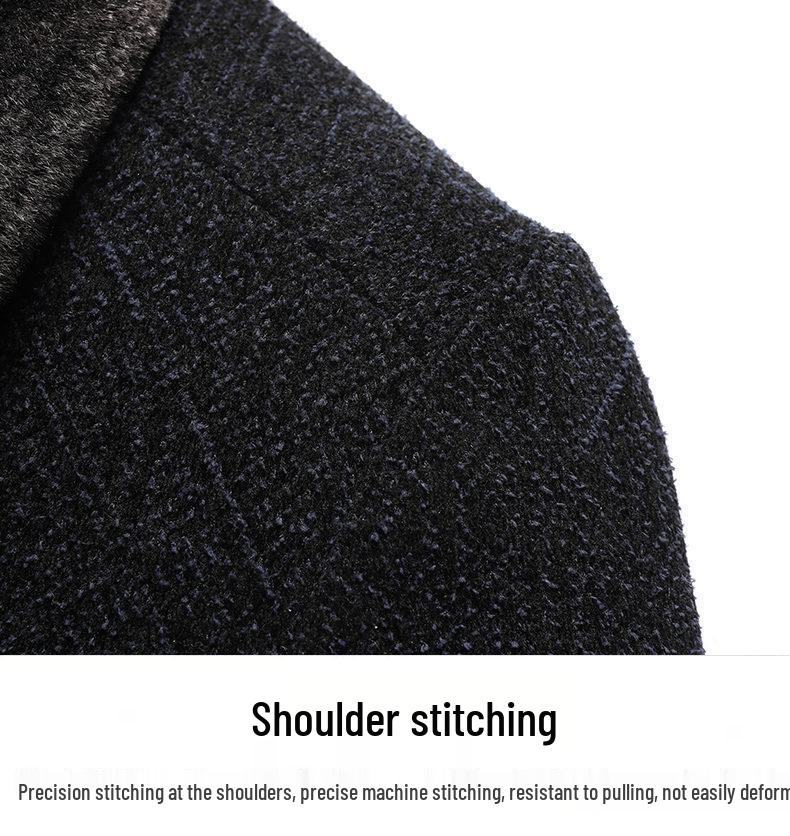 Men's Winter Fleece-Lined Corduroy Jacket with Shearling Collar - Warm Casual Coat for Middle-Aged and Older Men