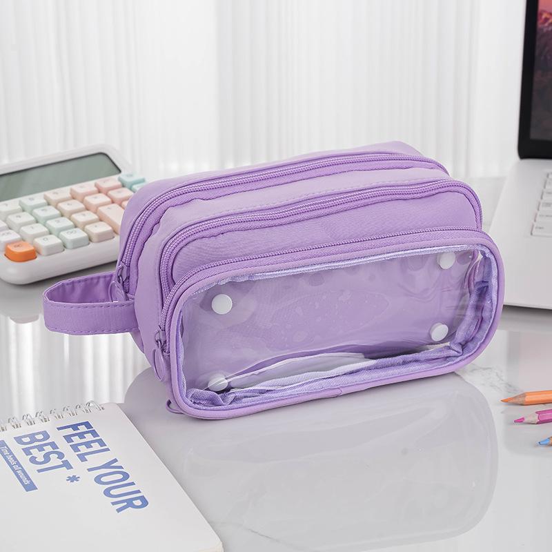 Detachable Double-Layer Pencil Case with Transparent Window for Students
