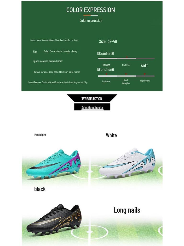 Футбольні бутси Ronaldo AG TF для дорослих та молоді: Чоловічі та жіночі професійні довгі шипи для тренувань