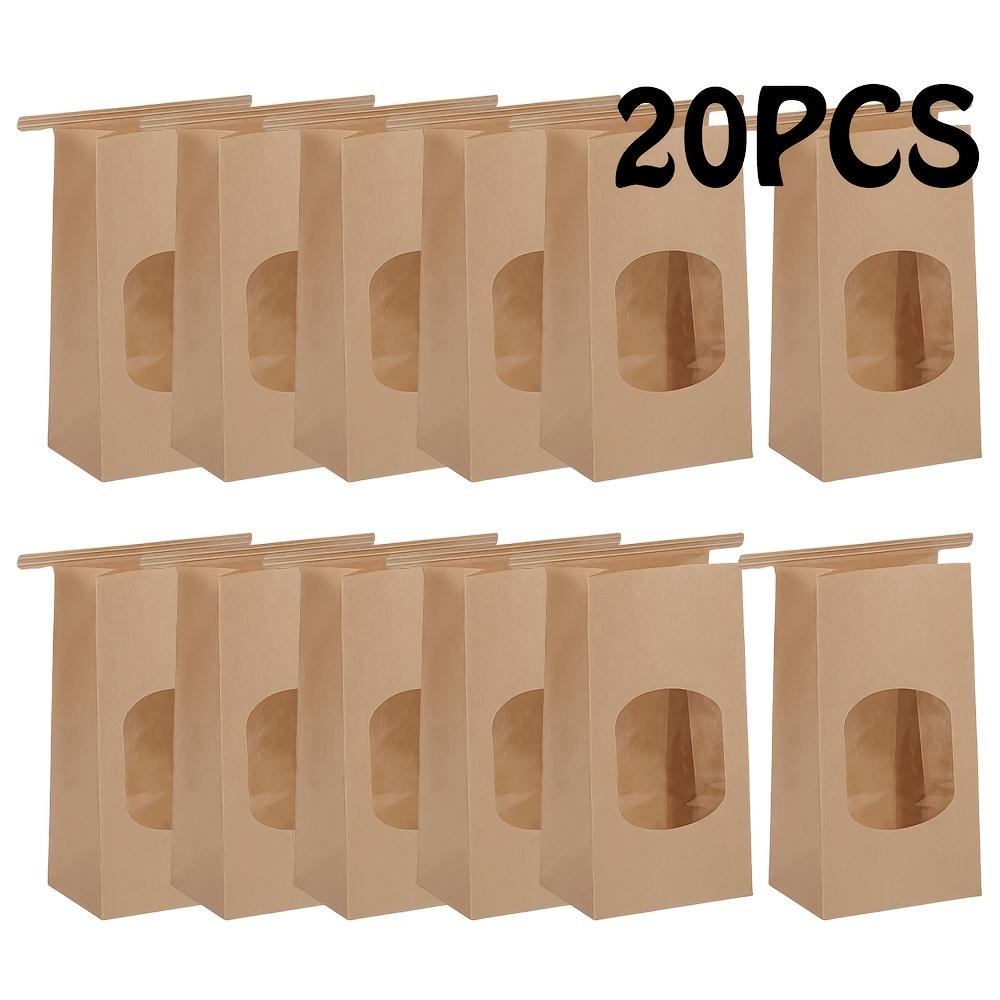 

20 шт. Пакеты для выпечки с окошком, Многоразовые коричневые пакеты для хлеба, Пакеты для выпечки для закусок, кофе, печенья и т. д., Идеально для пекарни