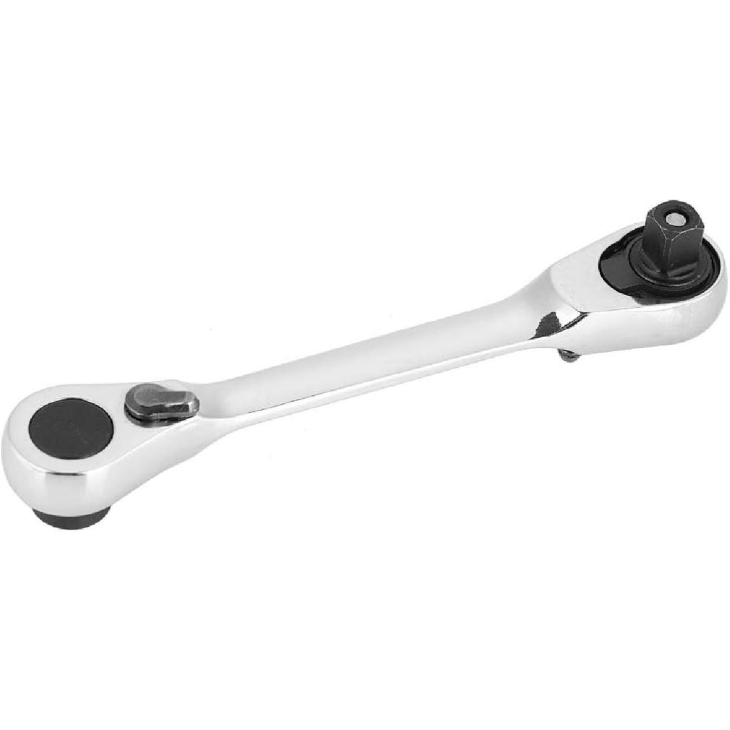 Socket Ratchet, 1/4 Inch Mini Screwdriver Hex Wrench 72-Tooth Reversible Drive Ratchet Spanner for Factory Car Repair Maintenance Workshop(130mm)