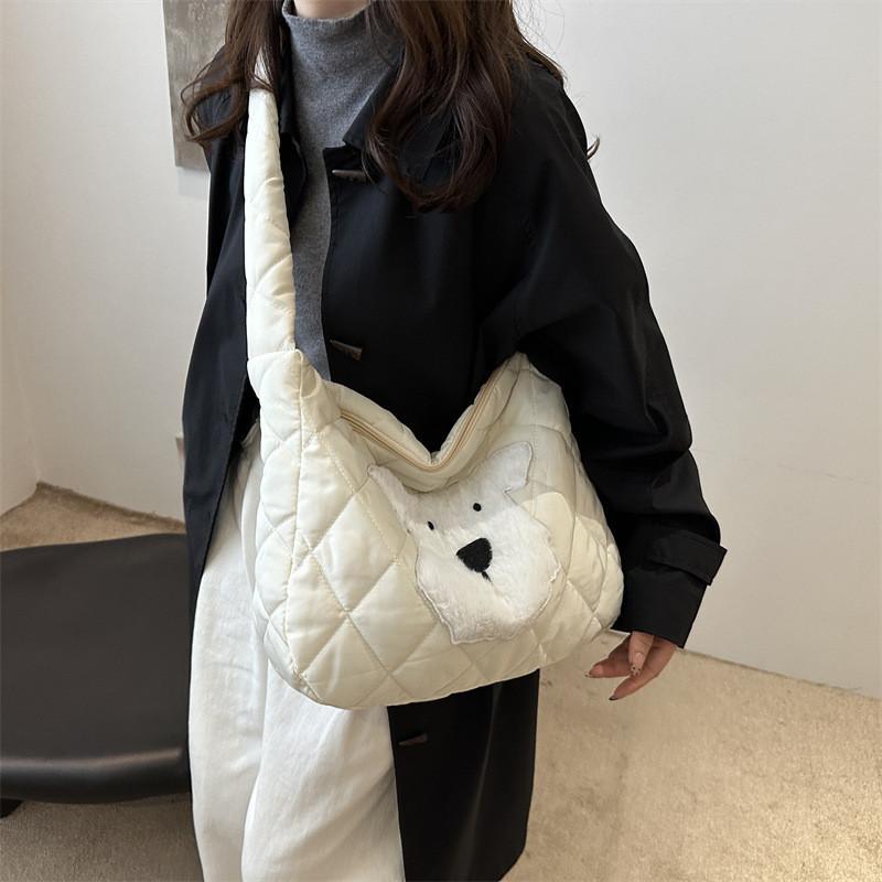 Chic And Spacious Cotton Tote Bag For Women In Black Pink Khaki And White