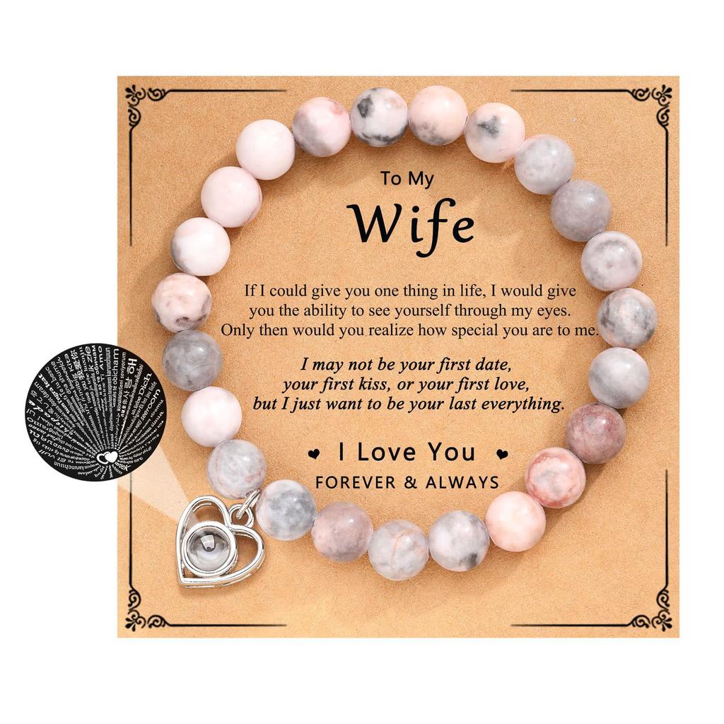 I Love You 100 Language Bracelet Couples Gifts for Girlfriend, My Love, Soulmate, Anniversary Valentines Day Birthday Bracelets
