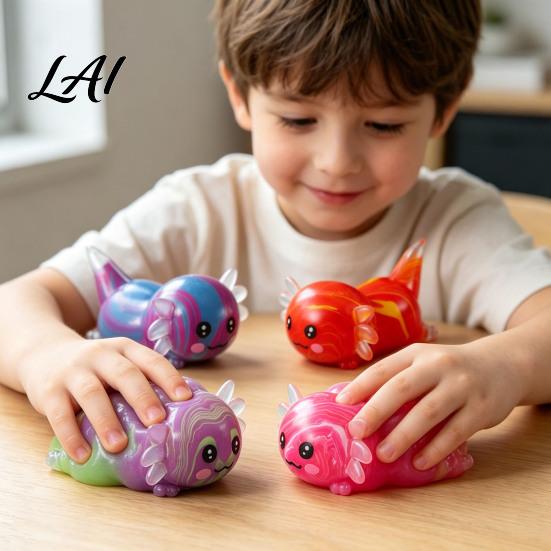 Cute Newt Toy Shape Squeeze TPR Soft Slow Rebound Food Grade Odorless Stress Relief Decompression for Kids
