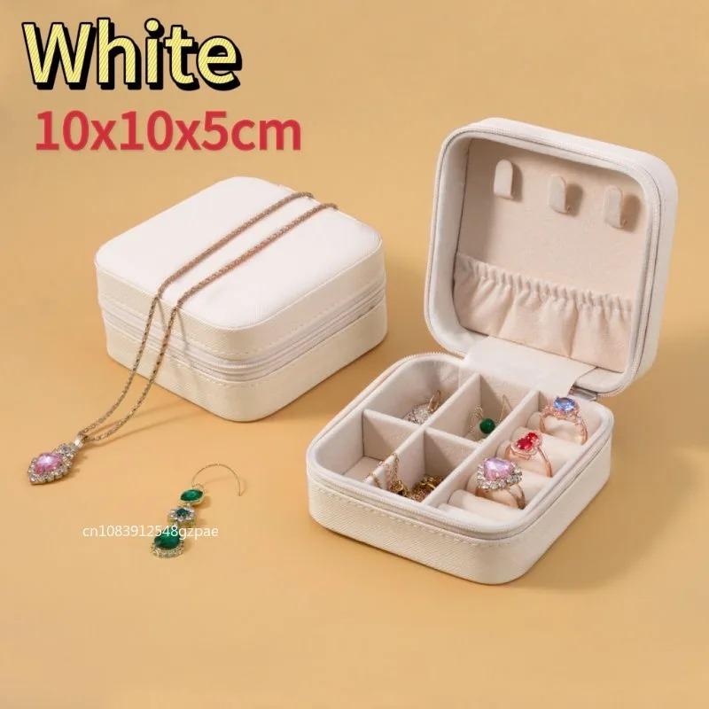 Portable Travel Jewelry Box Necklace Earrings Ring Jewelry Organizer Display Pu Leather Storage Large Capacity Jewelry Case