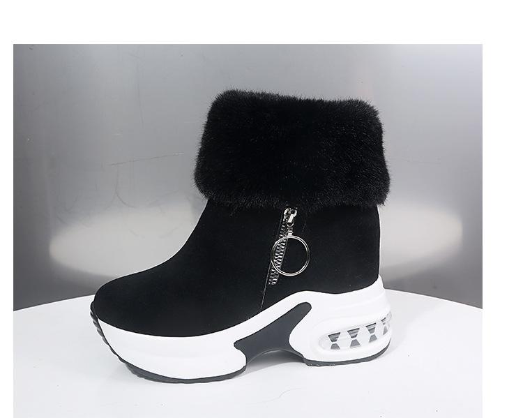 

Large size snow boots winter new sports and leisure student cotton boots muffin slope heel thick-soled velvet short boots 43 чёрный