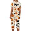Conjuntos de 2 piezas para mujer Top de manga corta y pantalones con bolsillos Conjuntos suaves de entrenamiento con estampado de Halloween