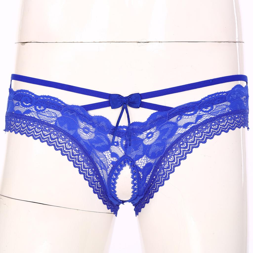 Muži Sexy Krajka Spodní prádlo Kalhotky Kalhotky Sissy Spodní prádlo Bowknot Kalhotky bez rozkroku Spodní kalhotky Noční prádlo