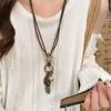 Feather Leaf Pendant Necklace New Chinese Style Vintage Ethnic Double Layered Lightweight Jewelry for All Day Comfort Wear